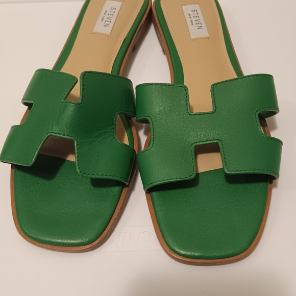 Steven New York| Hadyn Sandals Flats Slip On Kelly Green Sz 9.5/10 Resortwear - Picture 4 of 13